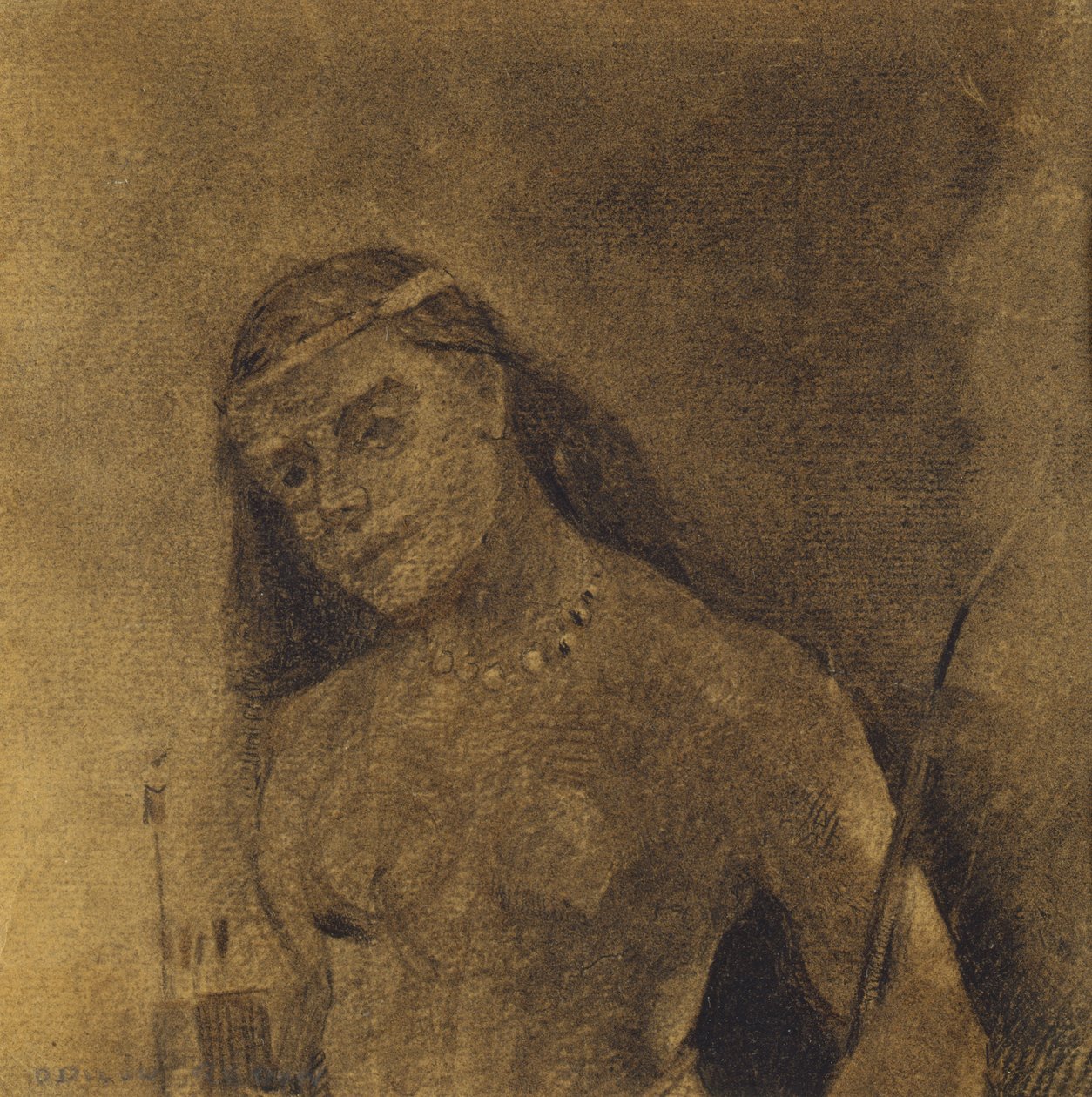 Femme Sauvage (Mulher Selvagem), c.1885-90 (carvão sobre papel) de Odilon Redon