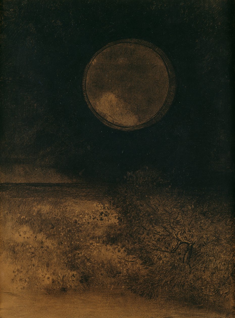La Sphere (Globe), 1890-5 (lavagem kohl e sépia sobre papel) de Odilon Redon