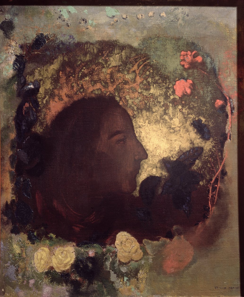 Retrato de Paul Gauguin (1848-1903), pintado após sua morte, c.1903-05 de Odilon Redon