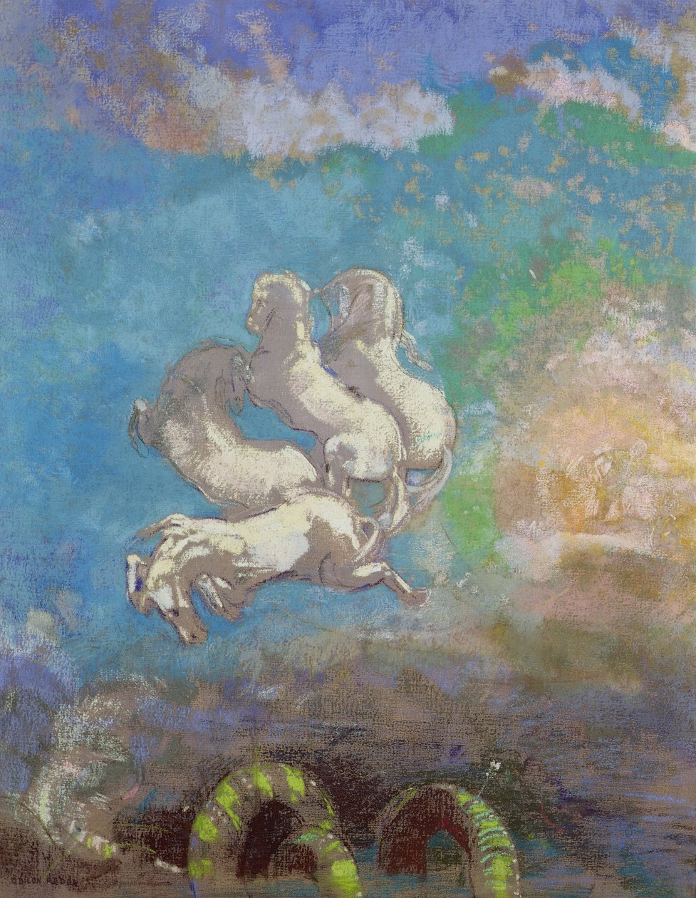 A Carruagem de Apolo, c.1905-14 (óleo e pastel sobre tela) de Odilon Redon