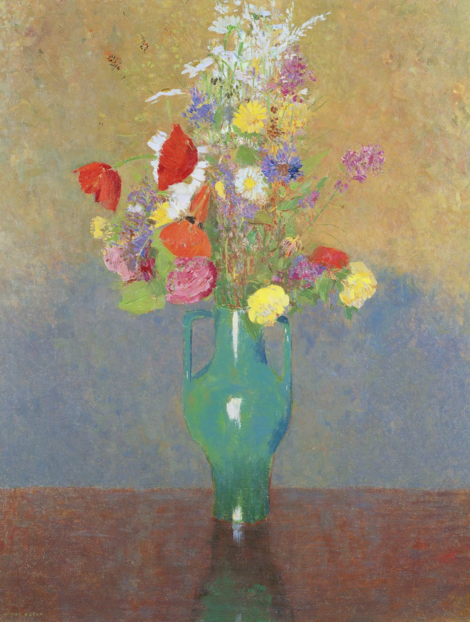 O vaso verde, c.1900 de Odilon Redon