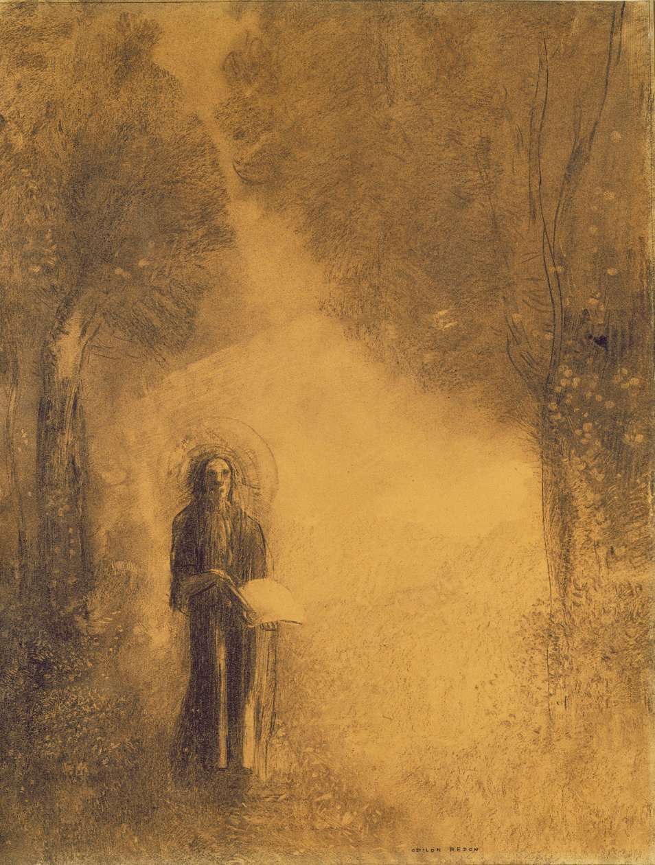 O caminhante, estudo para &39;o Buda ambulante&39;), 1890-95 (carvão sobre papel) de Odilon Redon