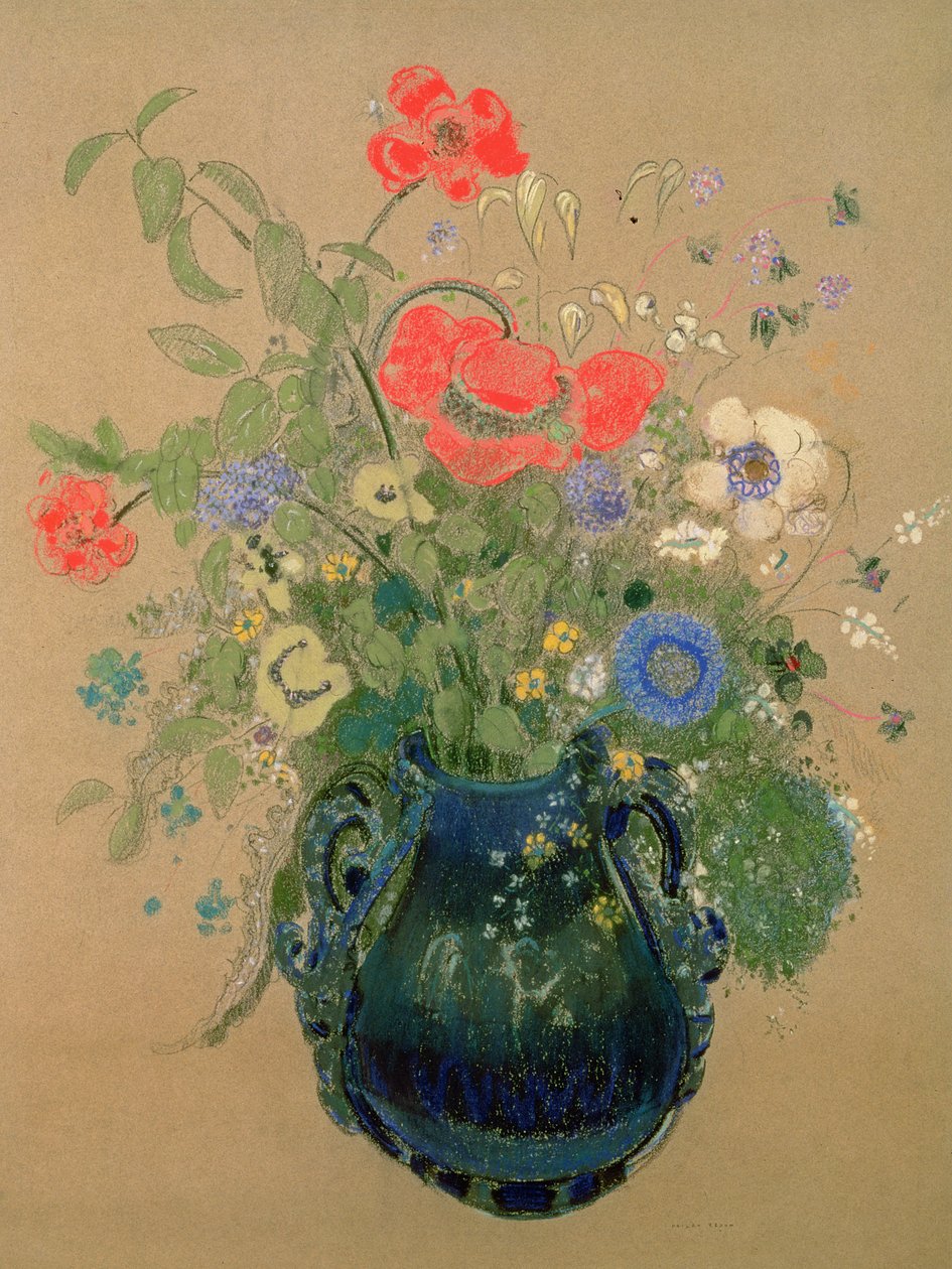 Vaso de Flores, c.1905-08 (pastel sobre papel) de Odilon Redon