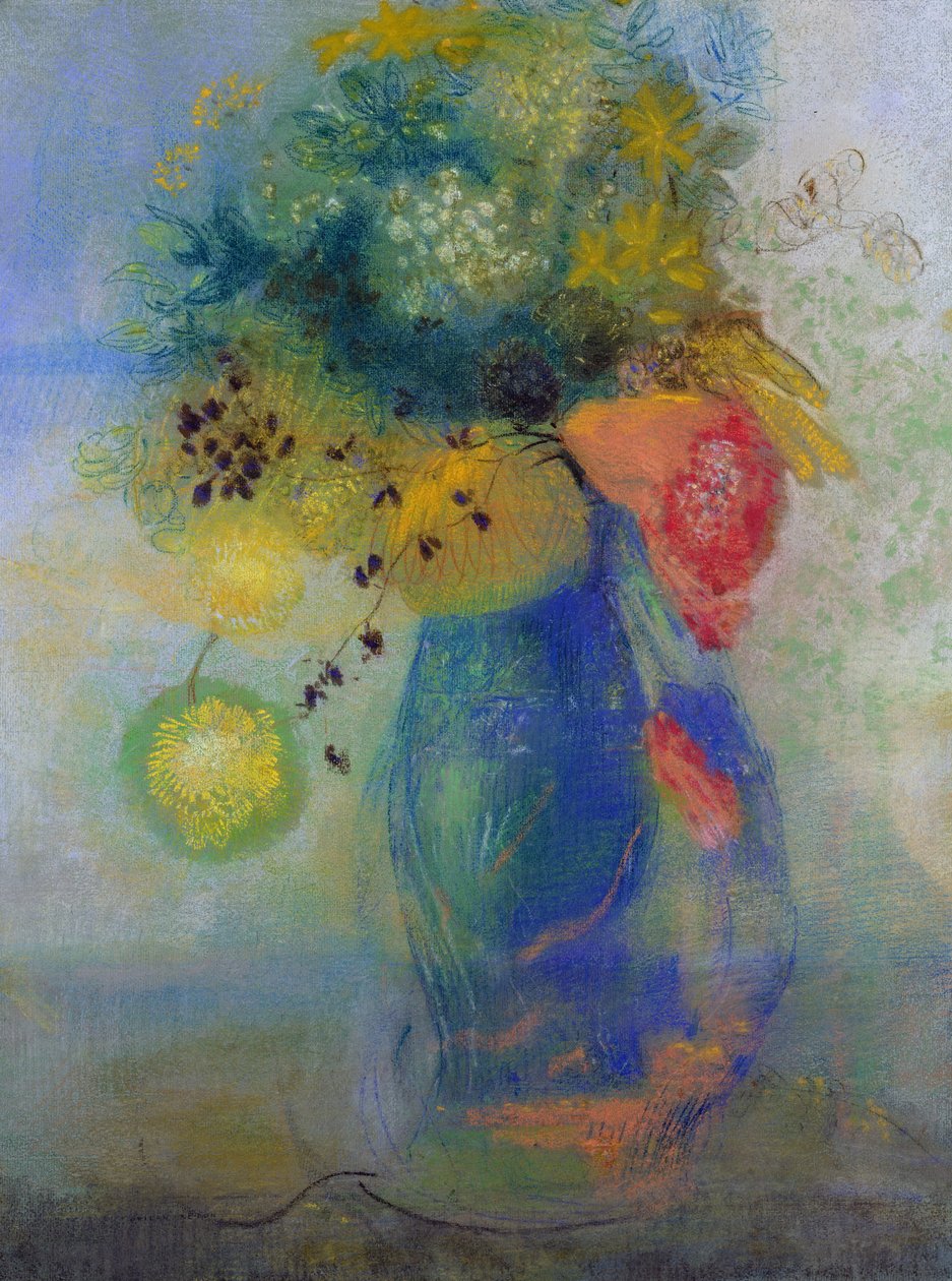 Vaso de flores (pastel) de Odilon Redon