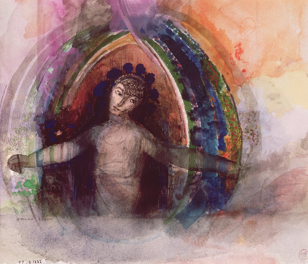 Mulher, com, braços estendido de Odilon Redon