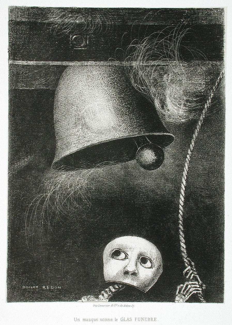 Uma máscara soa o toque de morte de Odilon Redon