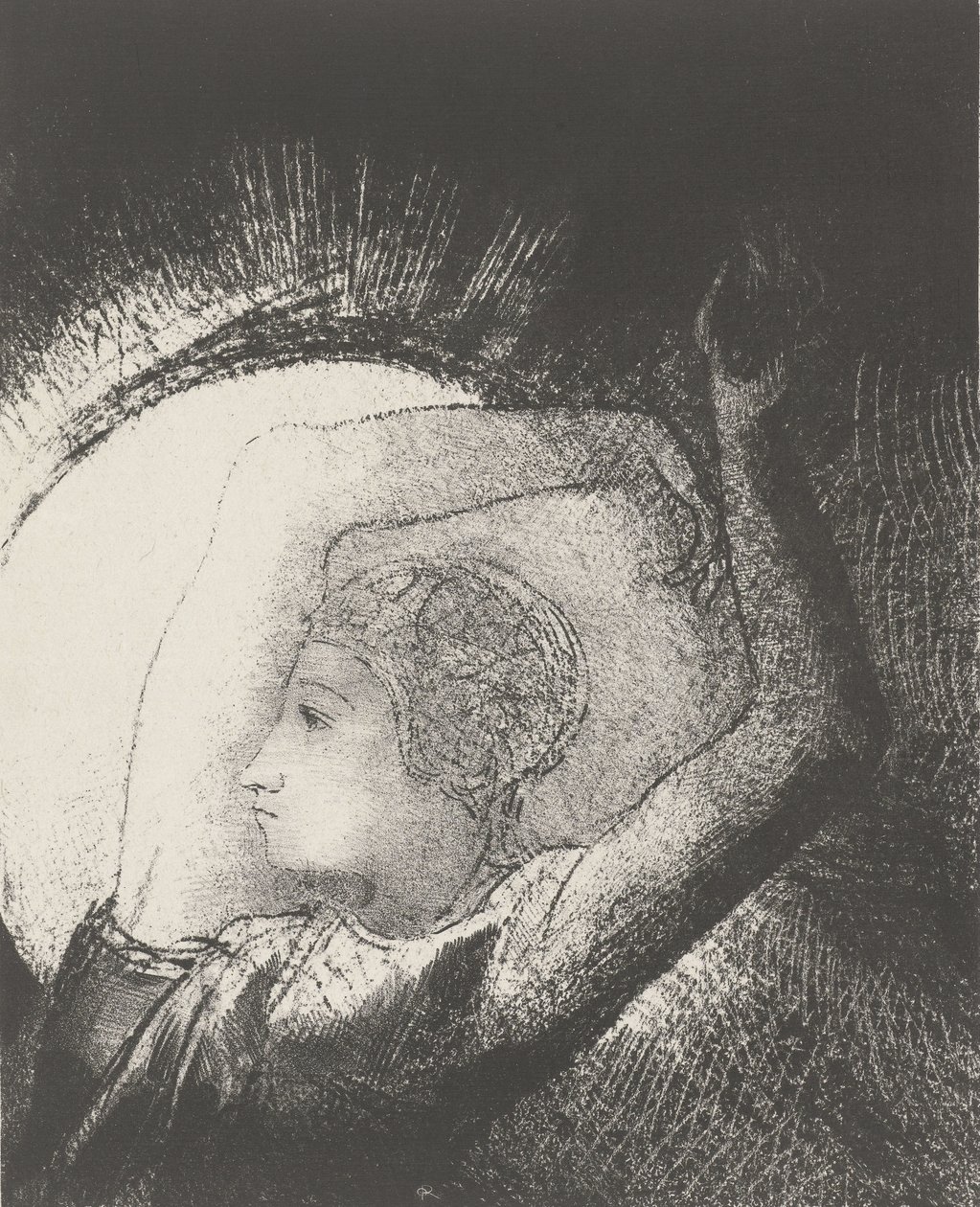 Uma mulher vestida pelo sol, 1899 (impressão) de Odilon Redon