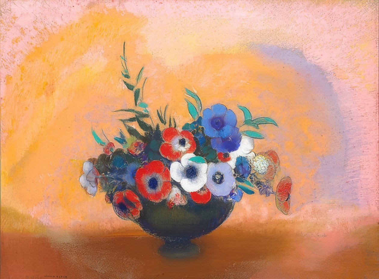 Anêmonas (Les Anémones). Por volta de 1912 de Odilon Redon