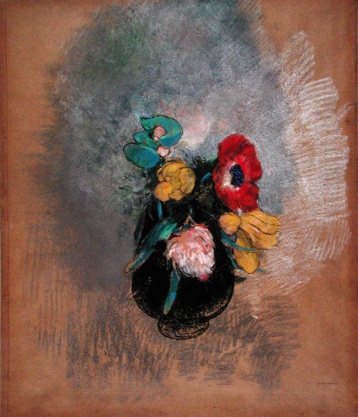 Anémonas e Túlipas (pastel sobre papel) de Odilon Redon