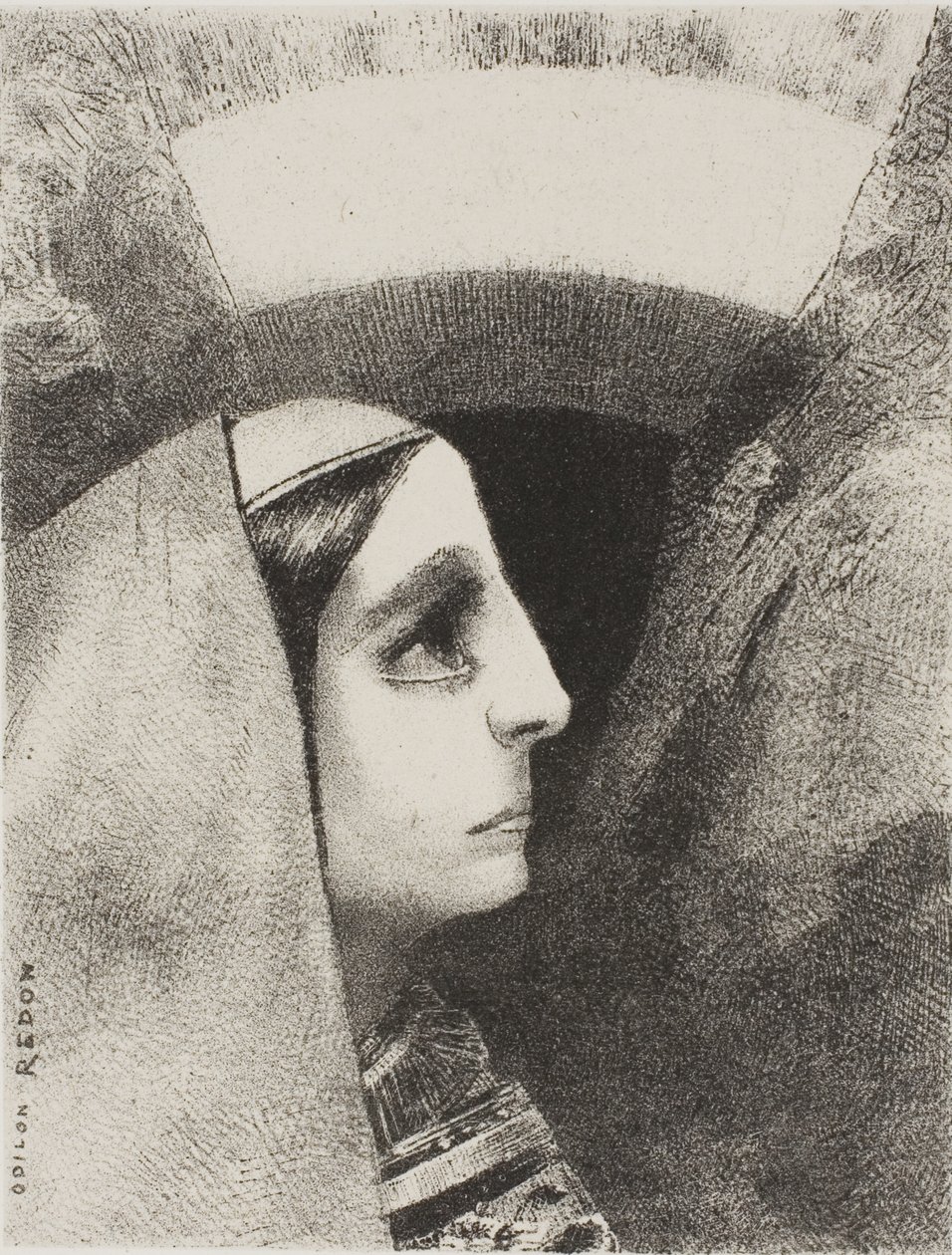 Antes do Sol Negro da Melancolia, Aparece Lenore, placa dois de Para Edgar Poe de Odilon Redon