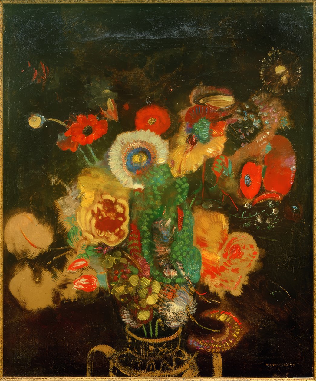 Buquê na frente de fundo preto de Odilon Redon