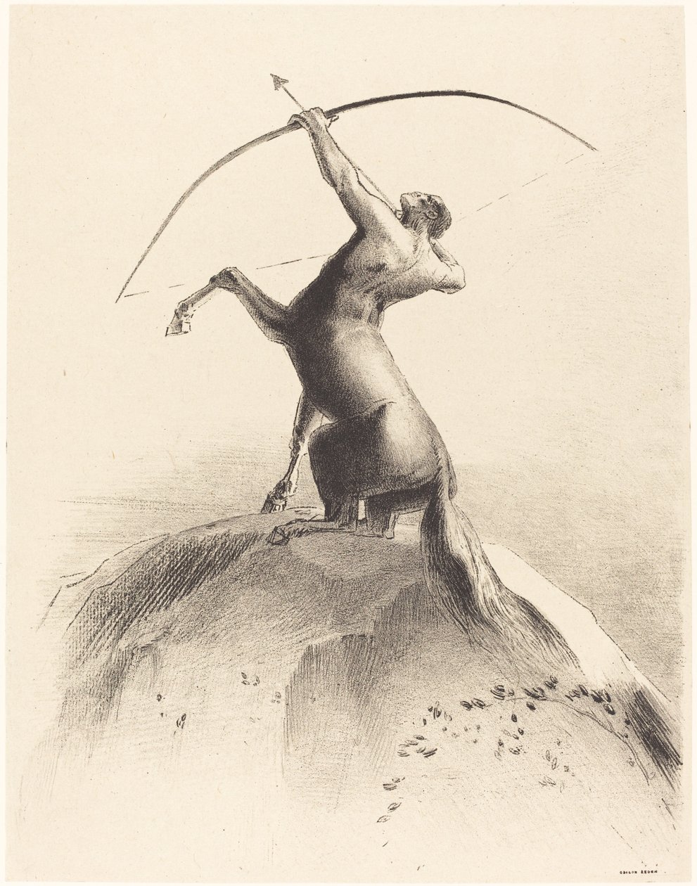 Centaur visant les Nues (Centauro mirando as nuvens) de Odilon Redon