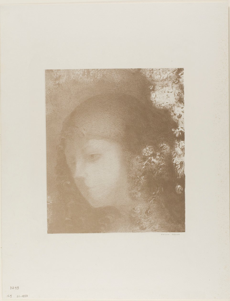 Cabeça de criança com flores de Odilon Redon