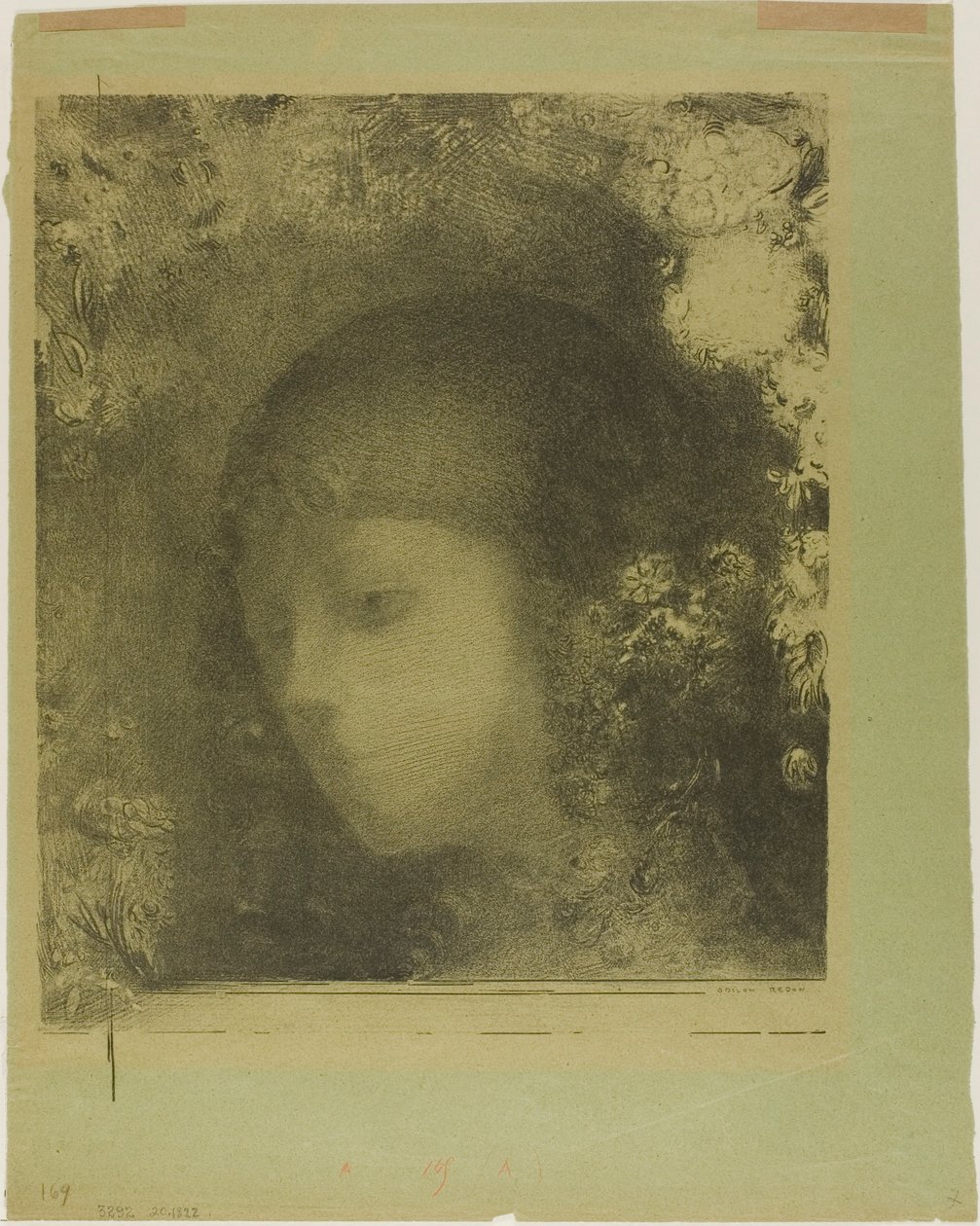 Cabeça de criança com flores de Odilon Redon