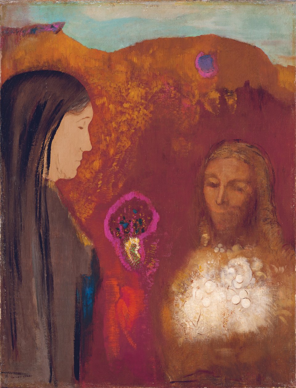 Cristo e a samaritana (O ramo de flores brancas) de Odilon Redon