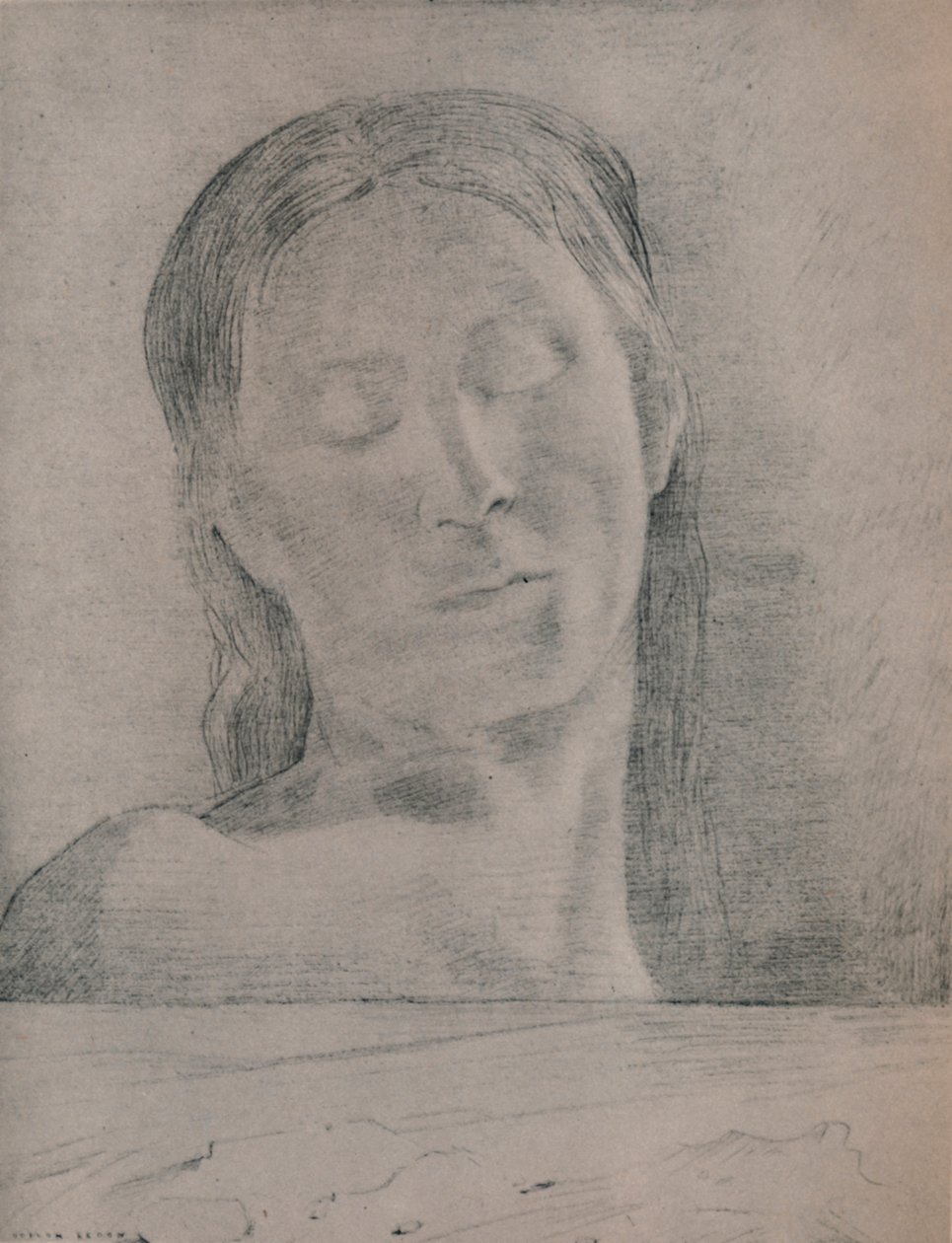 Olhos Fechados, c.1890, 1946 de Odilon Redon
