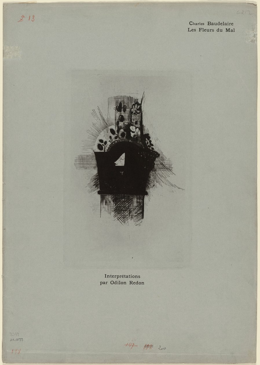 Capa/Frontispiece para Les Fleurs du Mal, placa 1 de 9 de Odilon Redon
