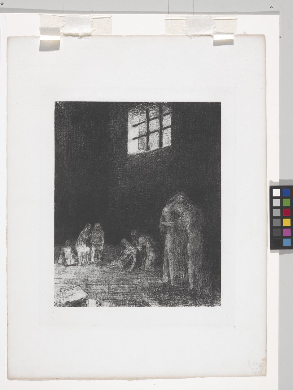 Em The Shadow People Cry And Pray... (litografia em papel de apliques da China) de Odilon Redon