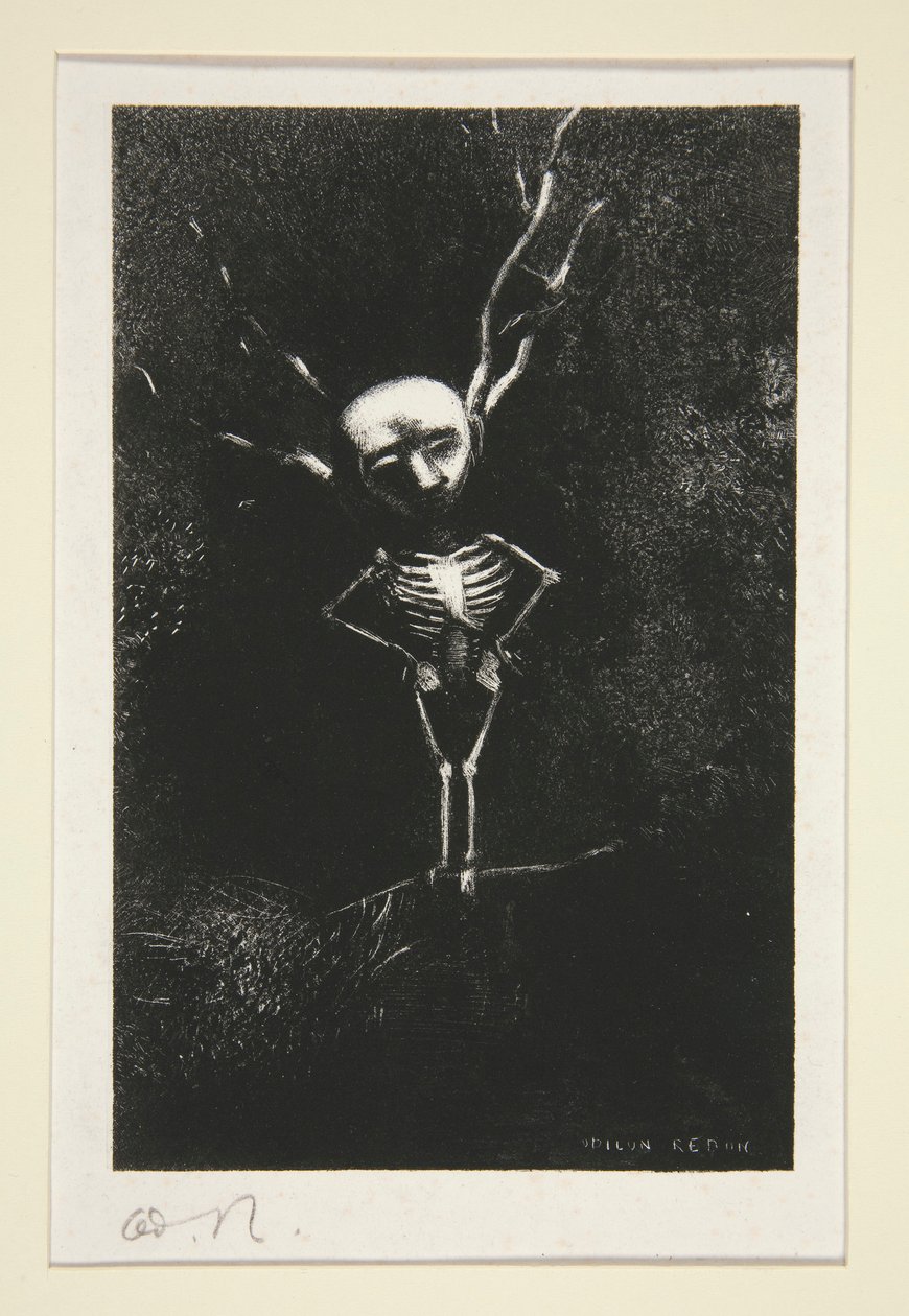 Dans le d?dale des branches la bl?me figure apparaissait (No labirinto de ramos surgiu a figura pálida), da série Le jur? (O jurado) de Odilon Redon