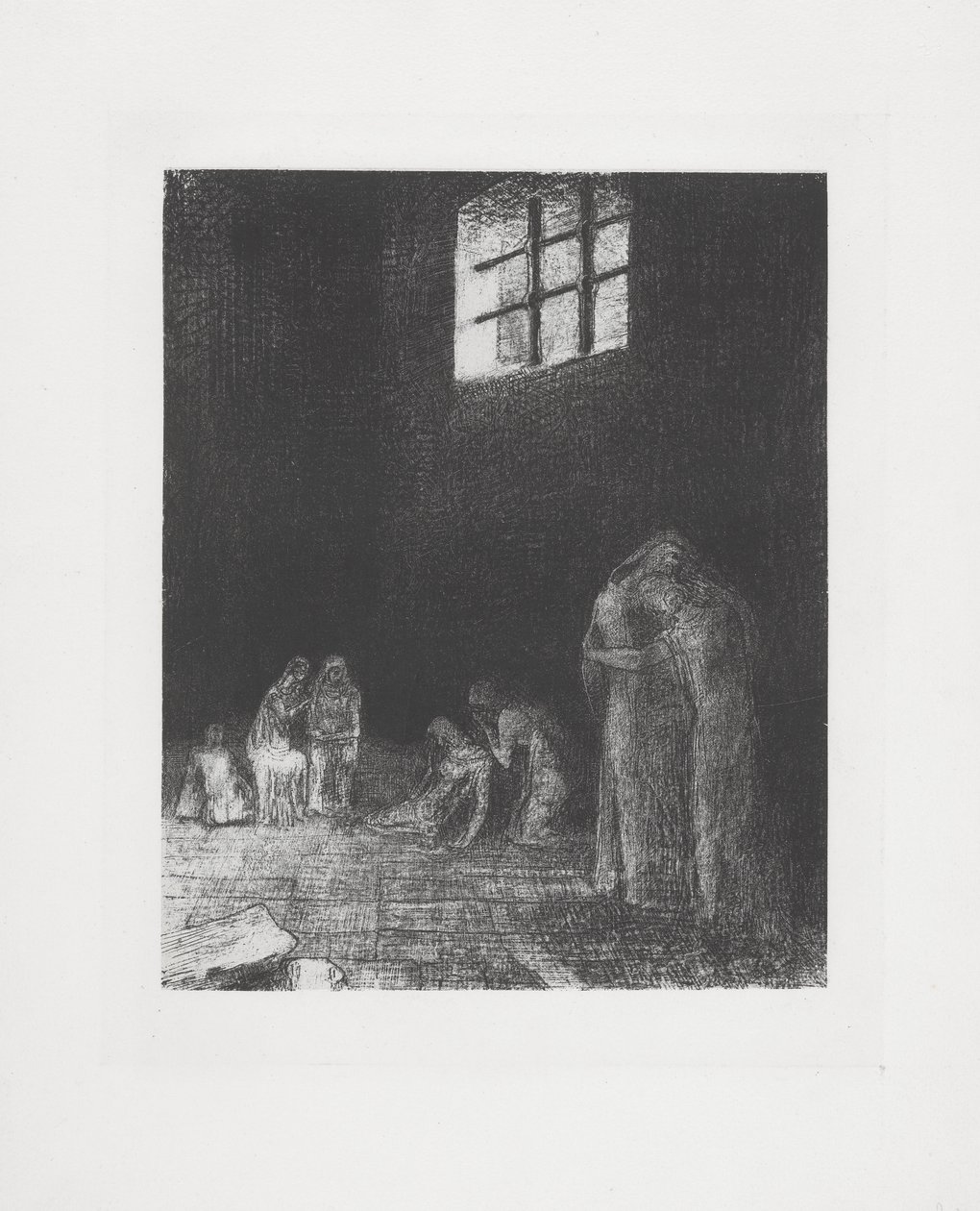 À sombra de pessoas a chorar e a rezar... de Odilon Redon