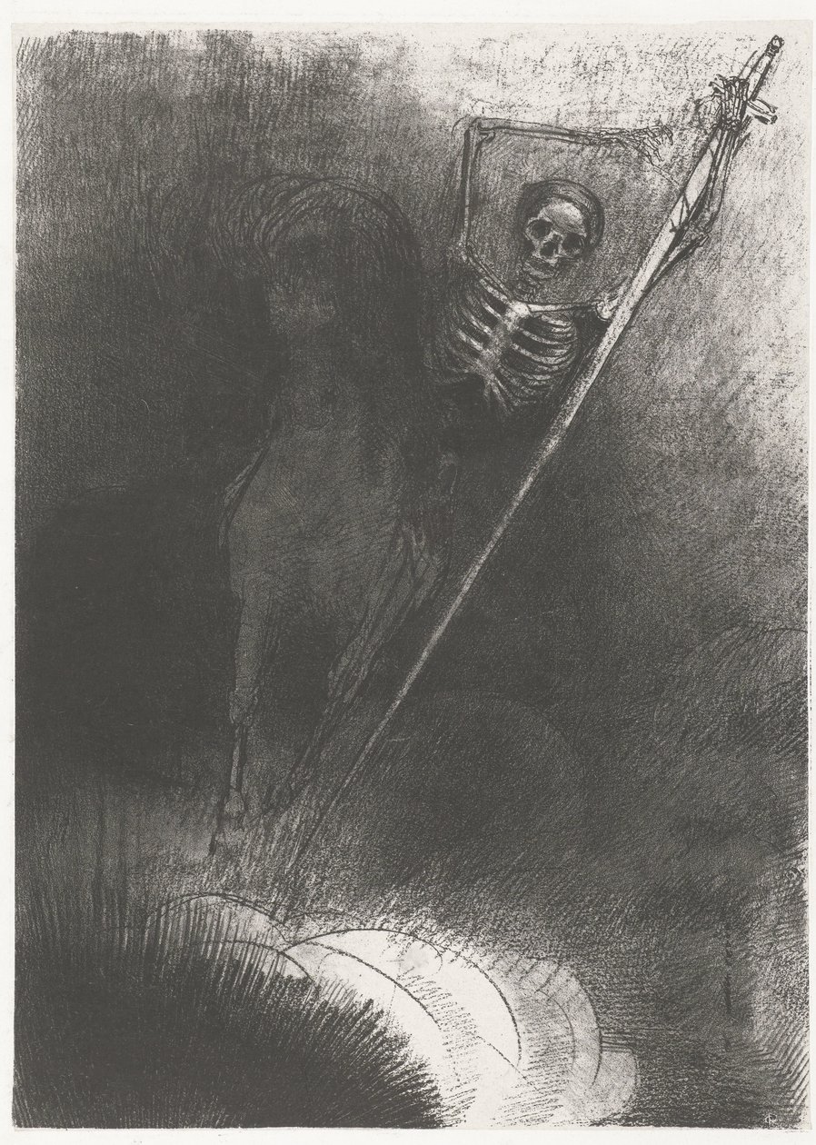 De Dood te paard
...e aquele que montou sobre ela chamava-se Morte (título sobre o objecto)
Apocalipse de São João (título da série)
Openbaring van Johannes (título da série) de Odilon Redon