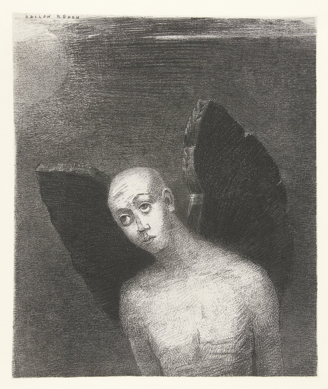 O anjo caído estende as suas asas negras
L