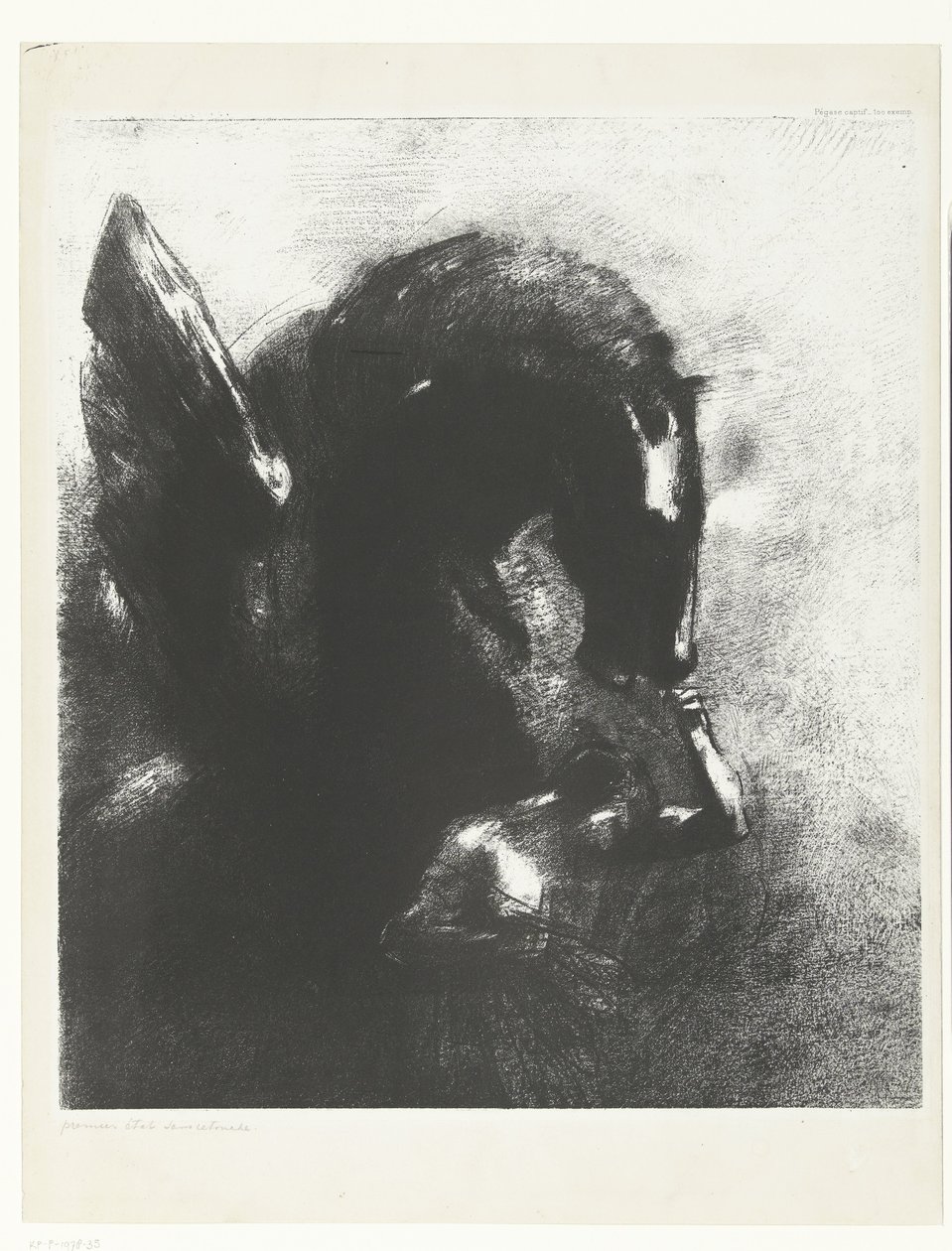 O Pégaso preso Pegase captif (título no objeto) de Odilon Redon