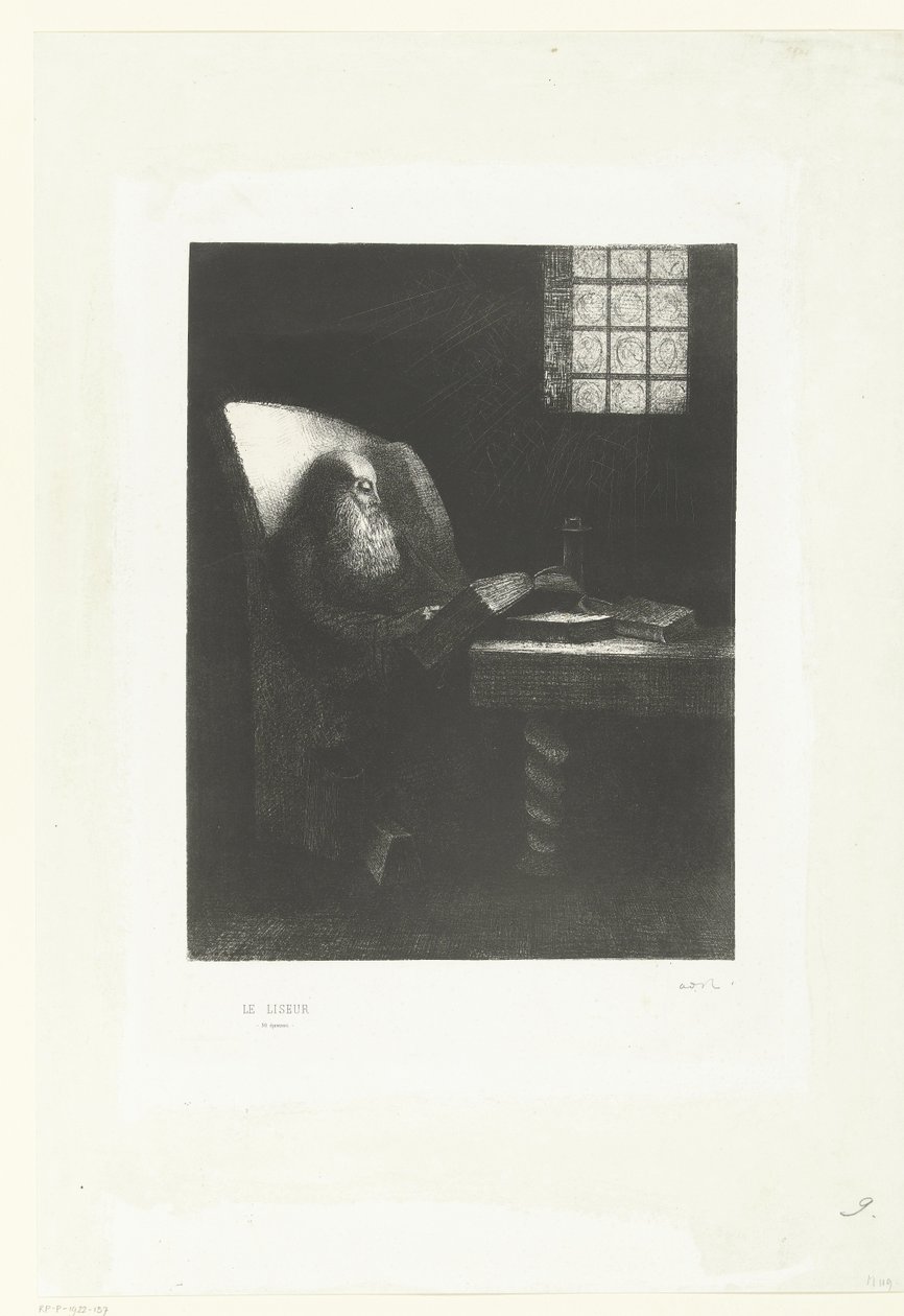 O leitor Le Liseur (título no objeto) Retrato de Rodolphe Bresdin de Odilon Redon