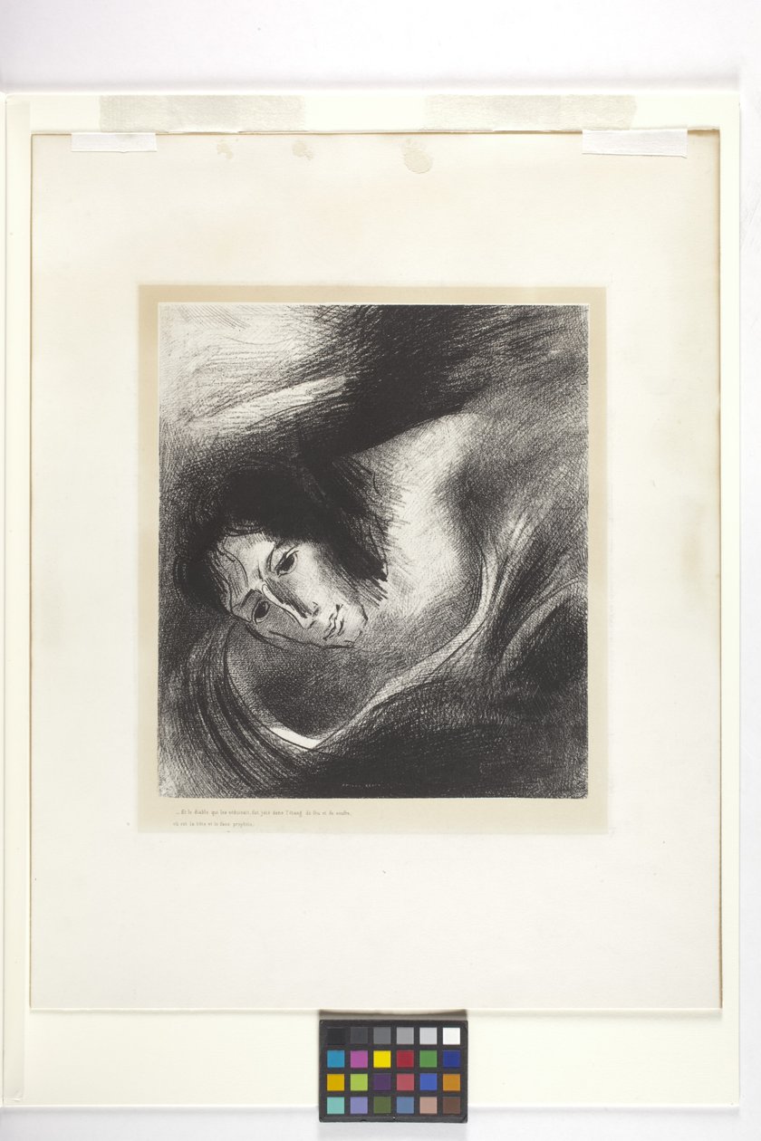 Et La Diable Qui Les Séduisait (litografia em papel de apliques chineses) de Odilon Redon