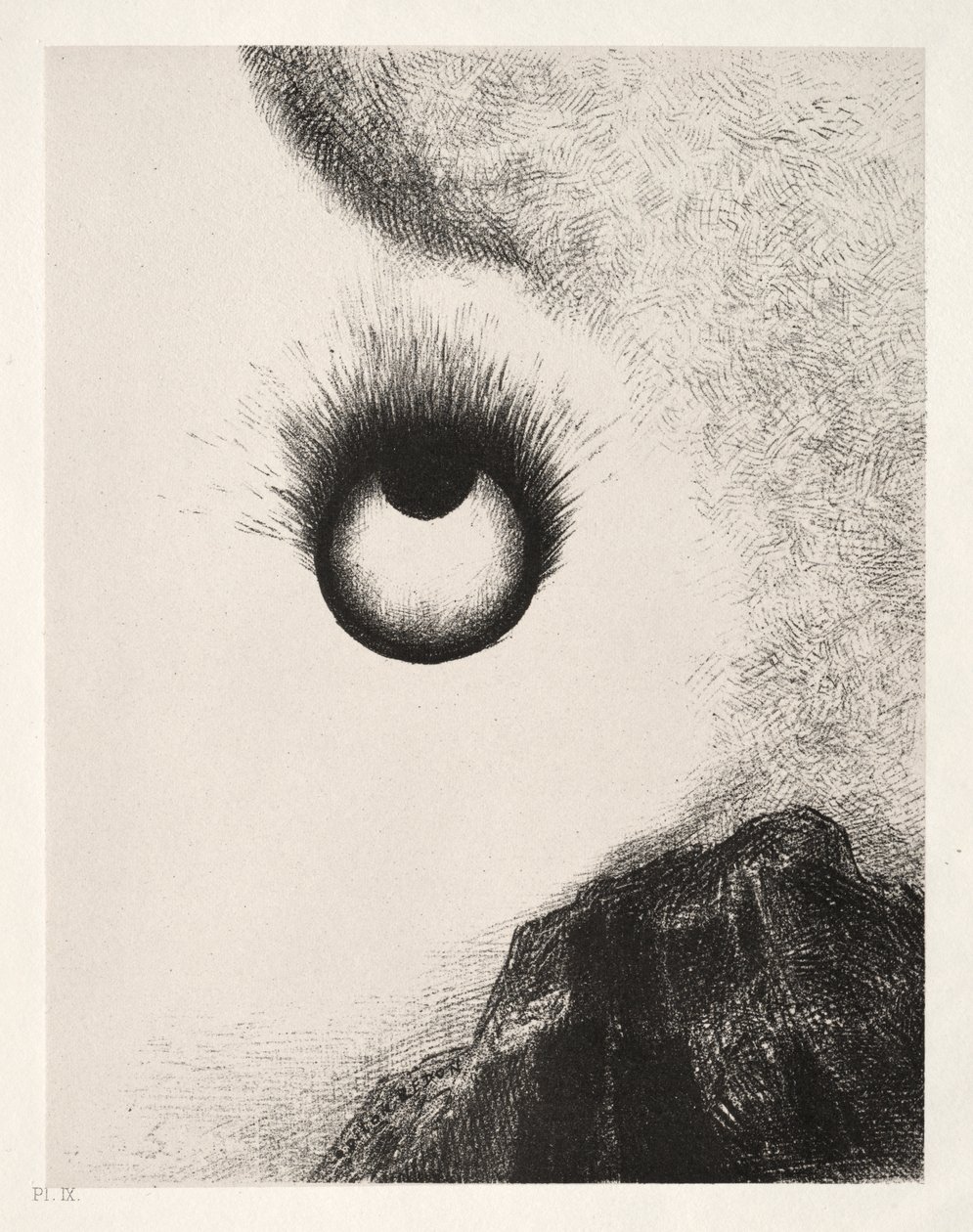 Em todos os lugares os globos oculares estão em chamas de Odilon Redon