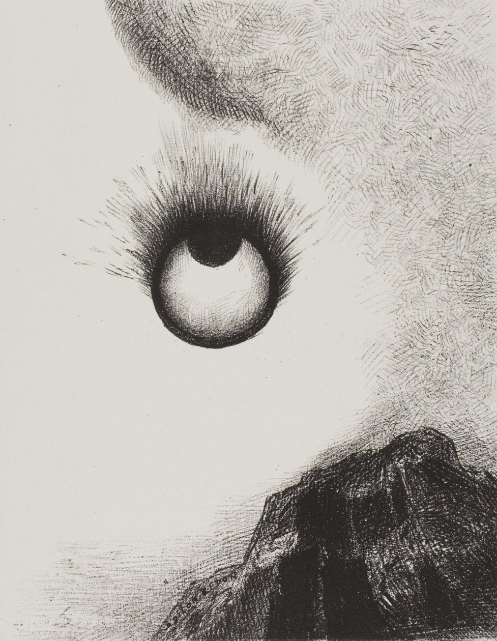 Todos os olhos estão em chamas, placa 9 de A Tentação de Santo Antônio (1ª série) de Odilon Redon