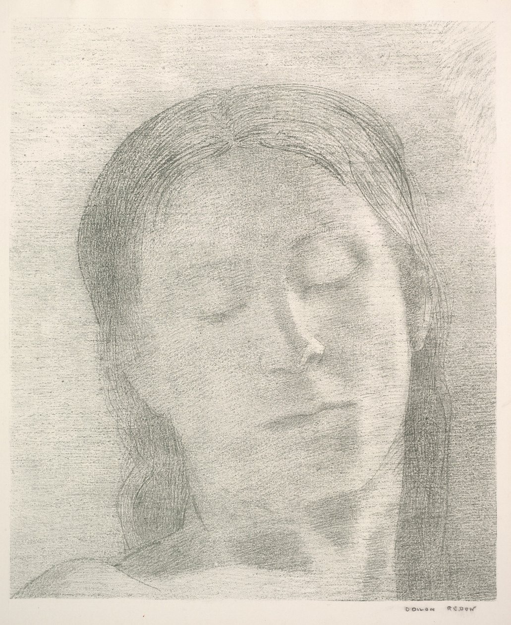 Olhos Fechados, 1890. de Odilon Redon