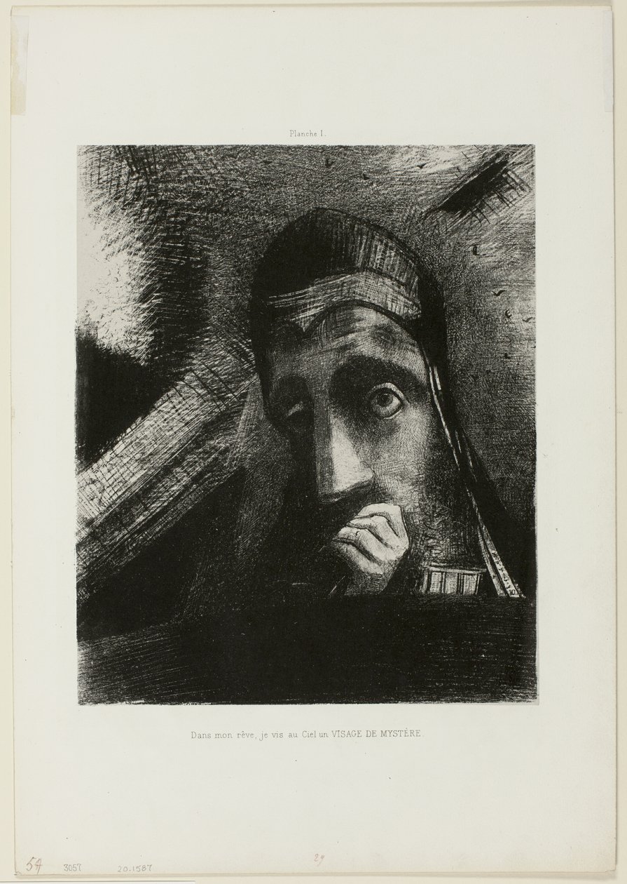 Face do Mistério (No meu sonho eu vi no Céu uma CARA DO MISTÉRIO), placa 1 de Homenagem a Goya de Odilon Redon