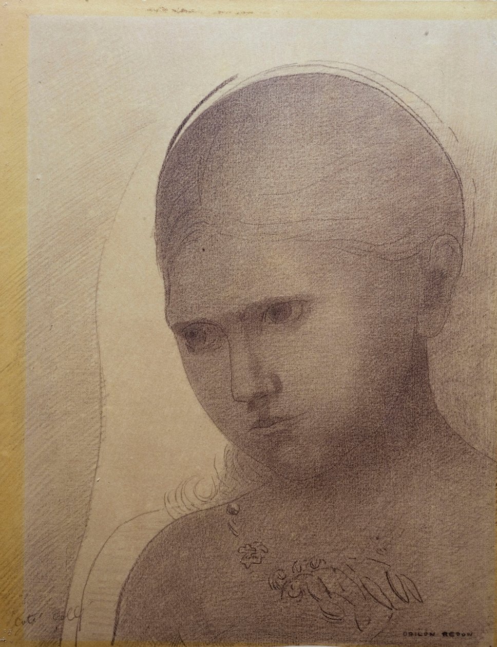 Mulher de três quartos à esquerda de Odilon Redon