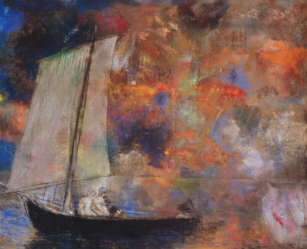 Nuvens de Flores, c.1903 (pastel sobre papel) de Odilon Redon