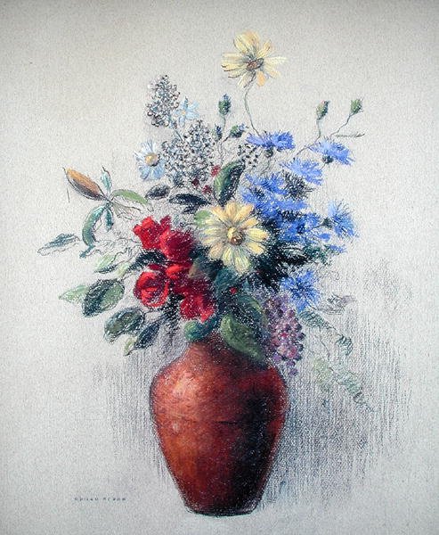 Flores (pastel sobre papel) de Odilon Redon