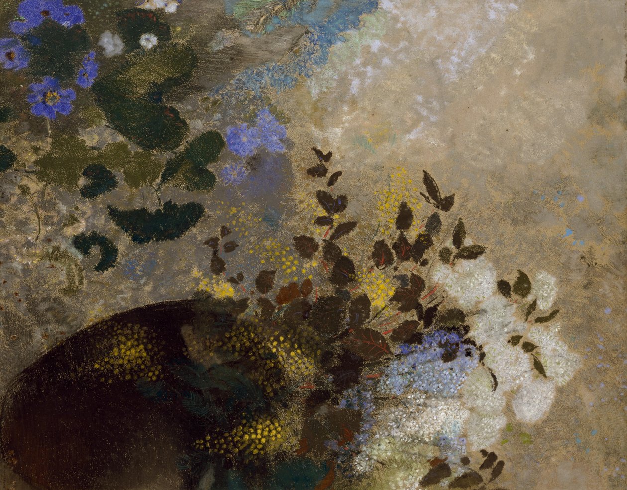 Flores em um vaso preto, c.1909-10 de Odilon Redon