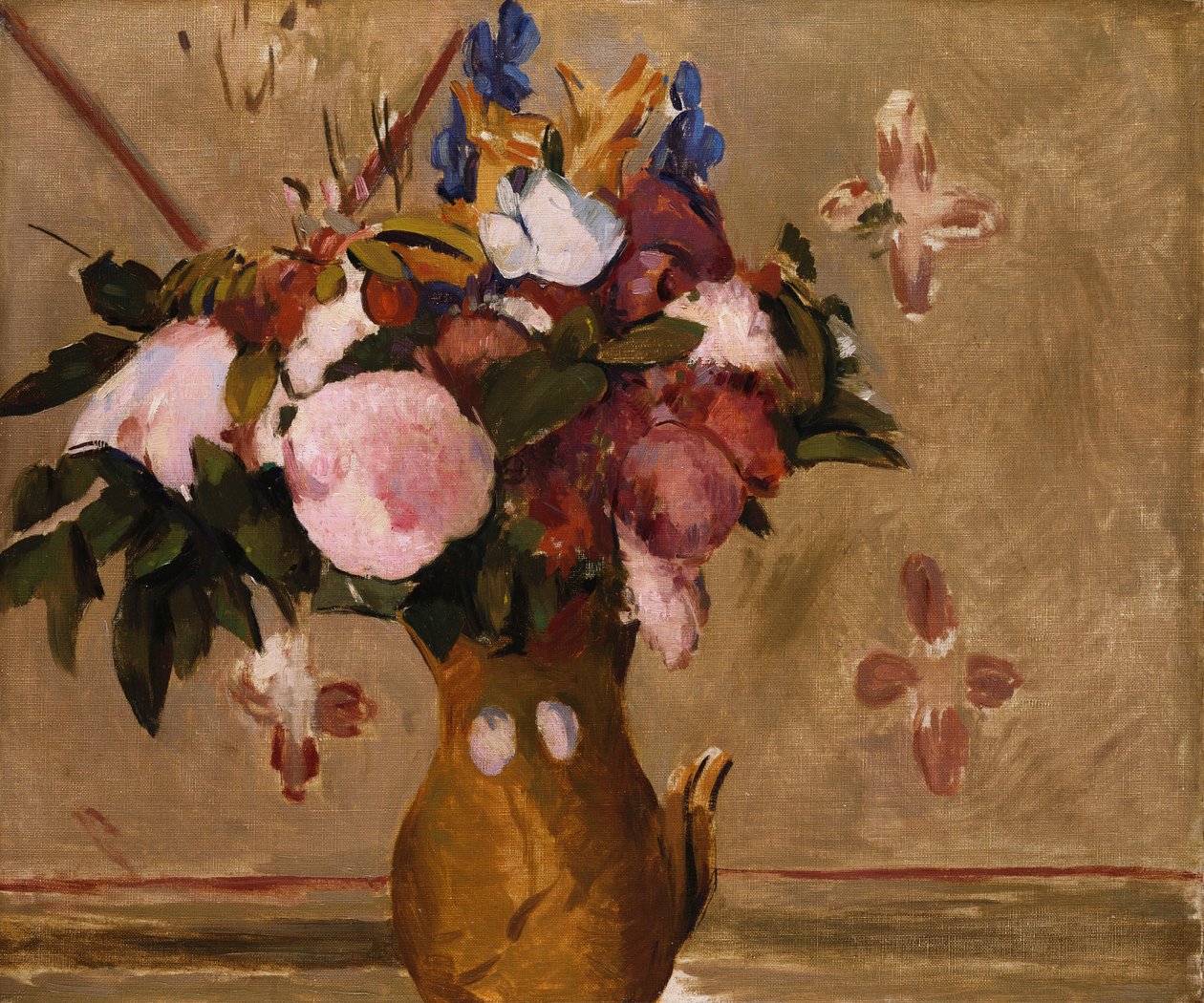 Flores em um vaso, cópia após uma pintura de Cezanne, c.1886 de Odilon Redon