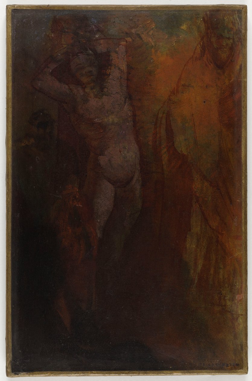 Francês: Composition à trois personnages (Flagelação) de Odilon Redon