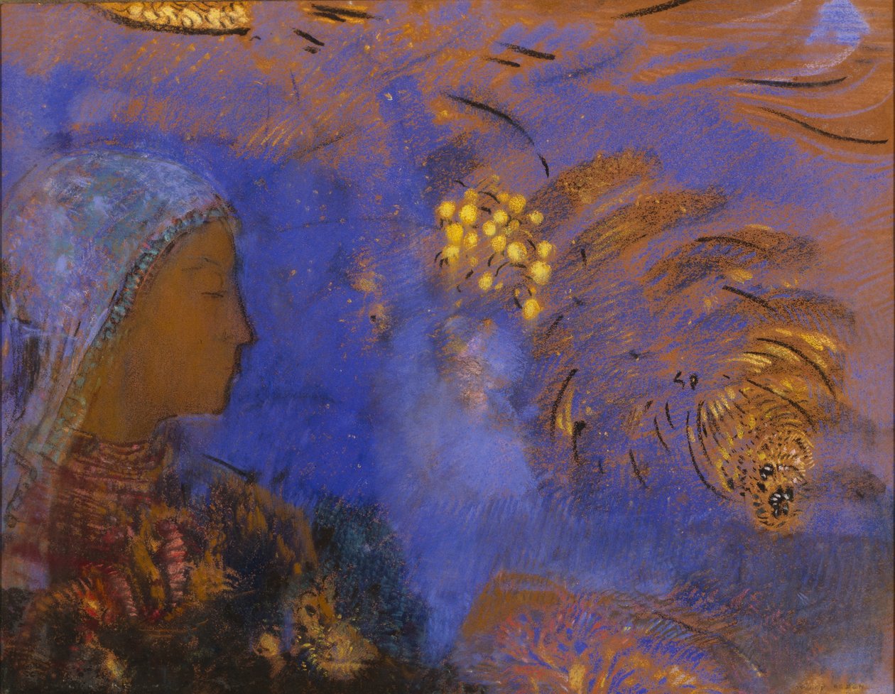 Cabeça de Mulher (pastel em papel pardo) de Odilon Redon
