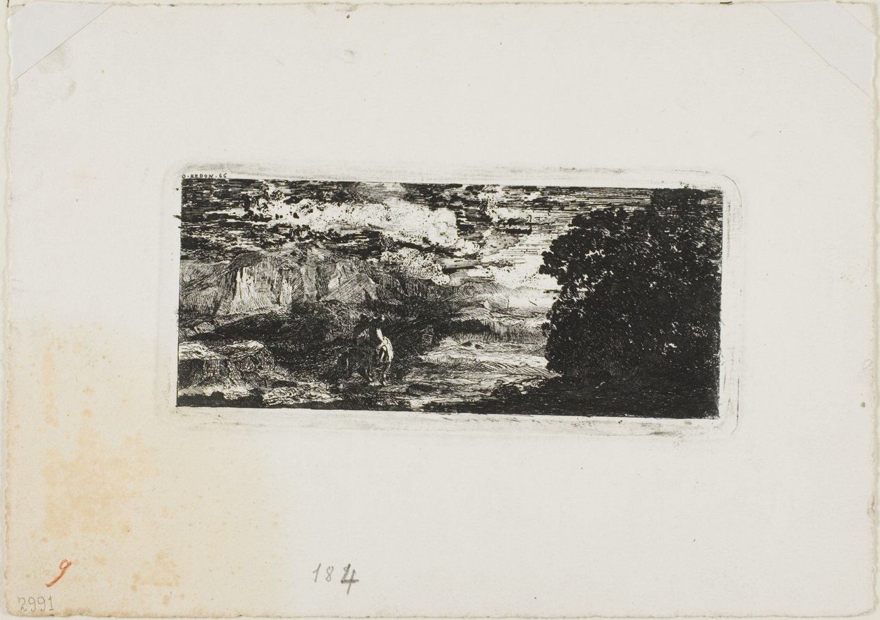 Cavaleiro sob um céu tempestuoso de Odilon Redon