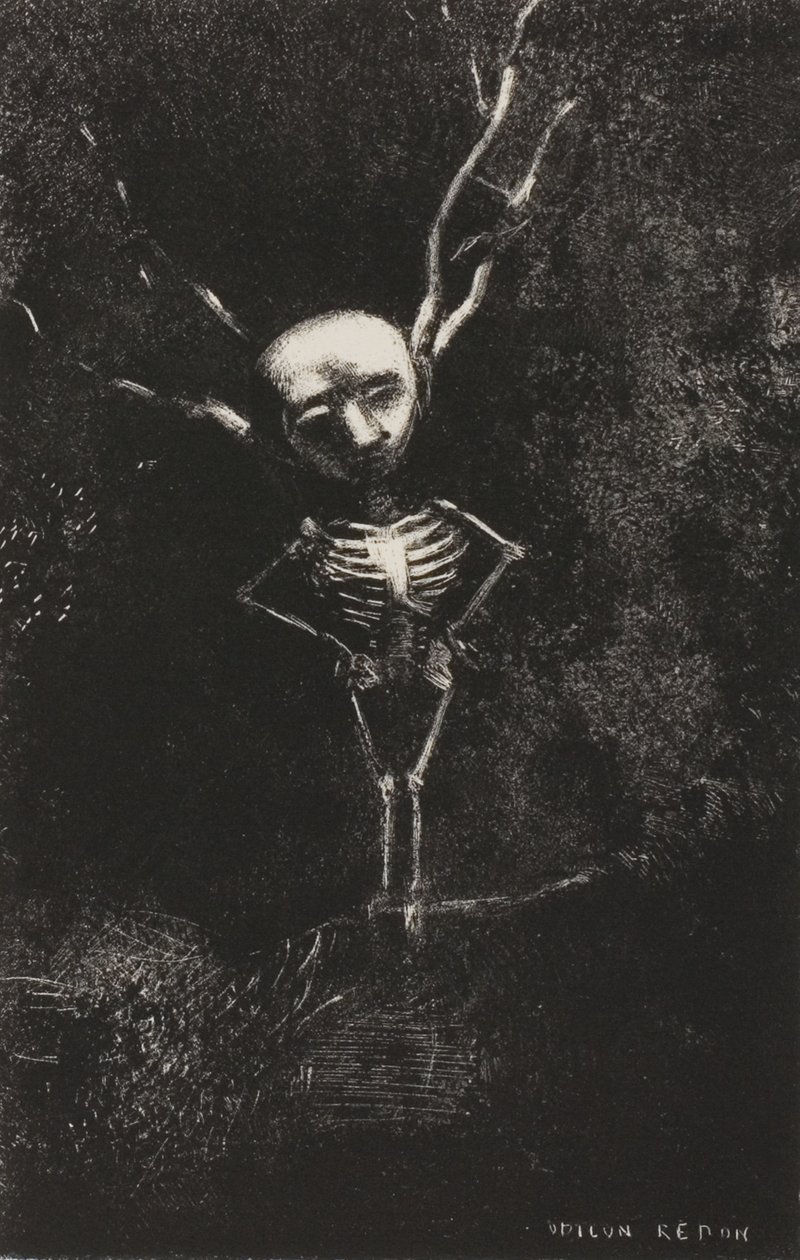 No labirinto de galhos, a figura pálida apareceu, placa 2 de 7 de Odilon Redon