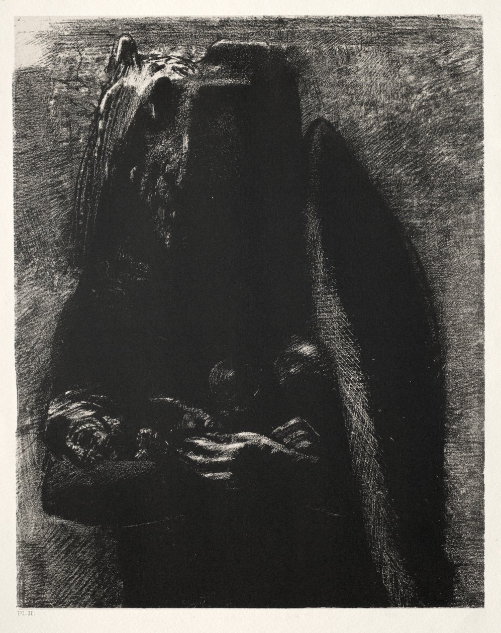 É o diabo, levando sob suas duas asas os sete pecados capitais de Odilon Redon