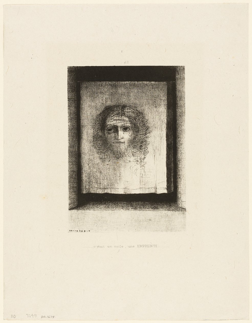 Era um véu, uma impressão, placa 1 de 6 de Odilon Redon