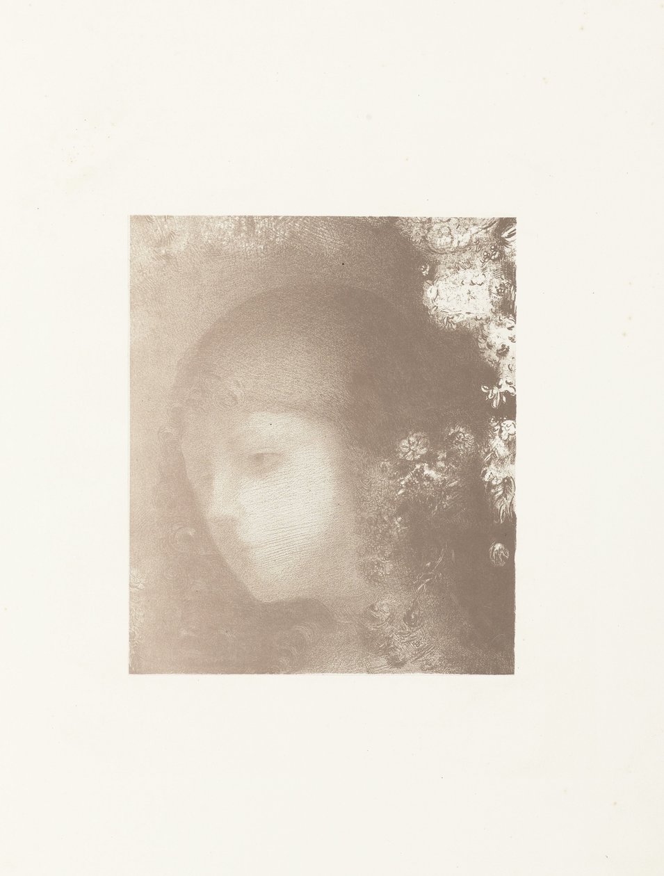 Kinderhoofd conheceu floridos
Cabeça de criança com flores de Odilon Redon