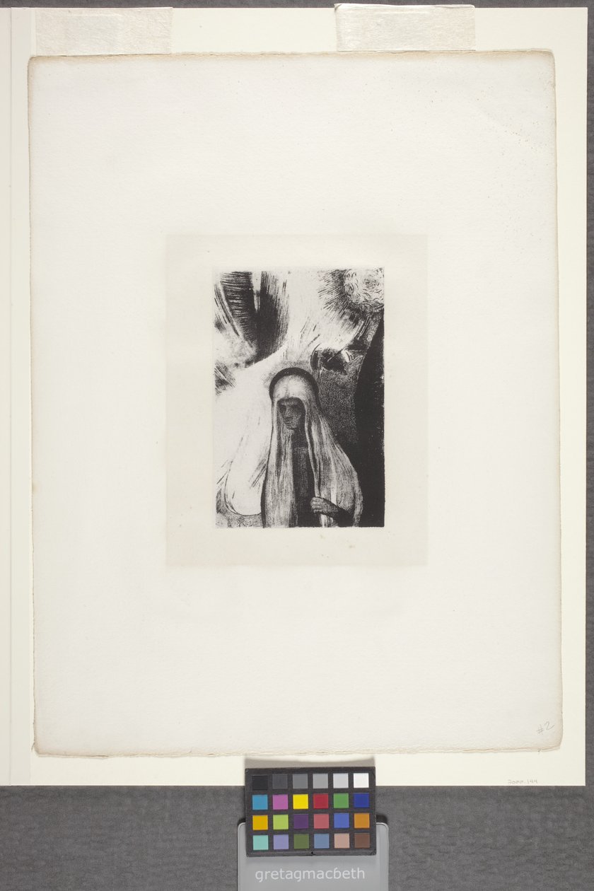 La Vieille: "Que Crains-Tu?" (litografia em papel de apliques chineses) de Odilon Redon