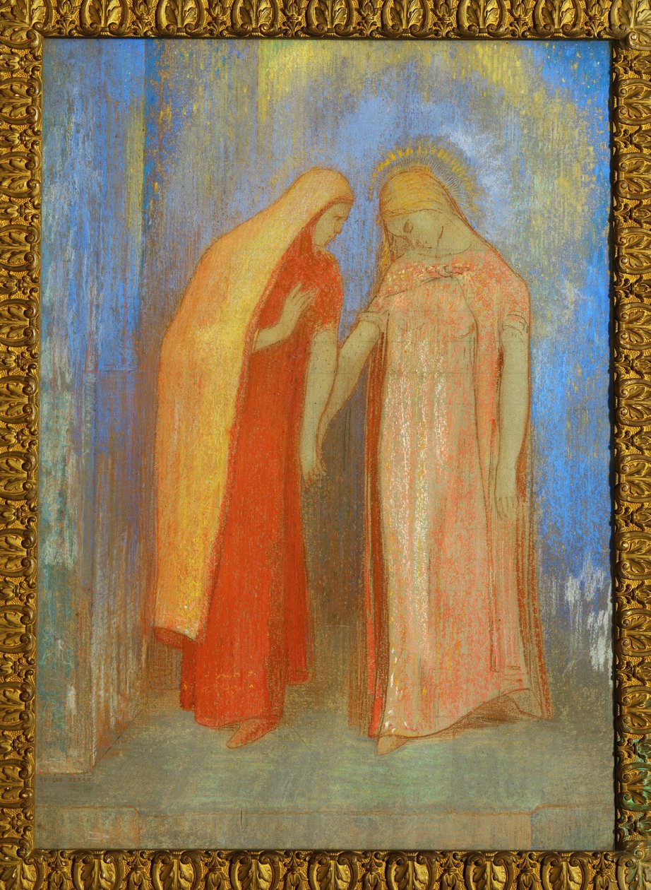 La Visitation - Santa Maria visita Santa Elisabete R (pastel) de Odilon Redon