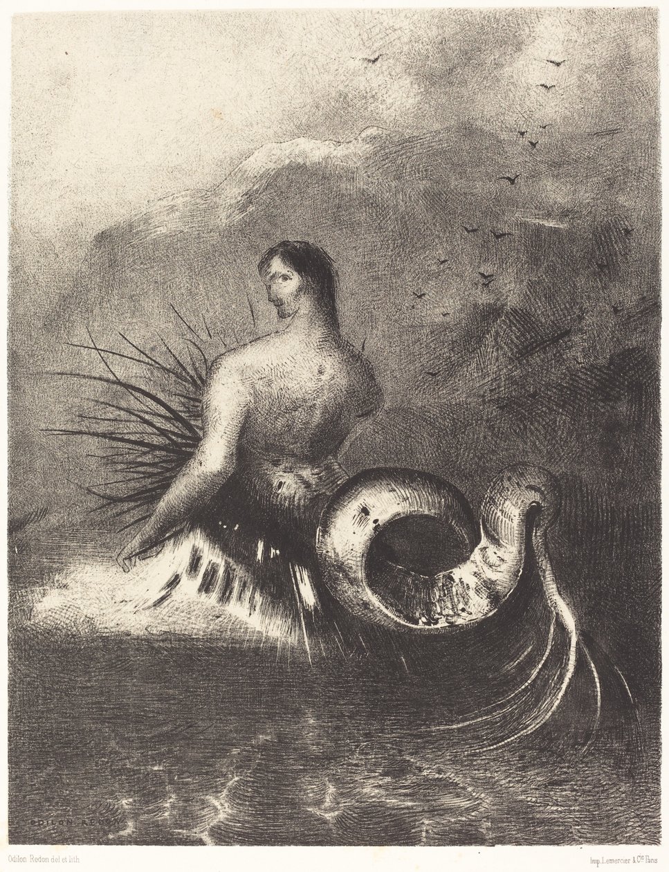 La sirene sortit des flots vetue de dards (A sereia vestida de farpas, emergiu das ondas de Odilon Redon