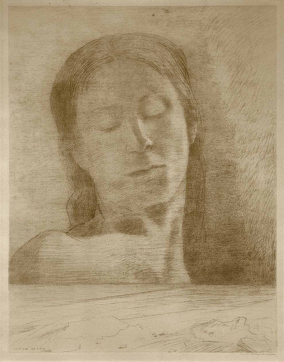 Olhos fechados de Odilon Redon