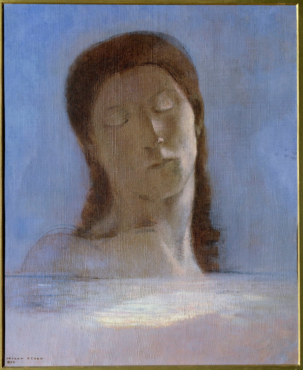 Les yeux clos Painting by Odilon Redon (1840-1916) 1890 Sun. 0,44x0,36 m - Musee d